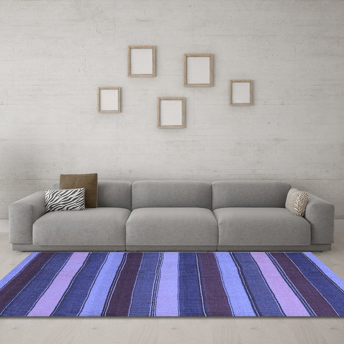 Machine Washable Southwestern Blue Country Rug in a Living Room, wshcon2190blu