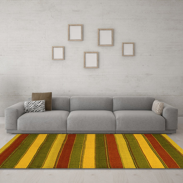 Machine Washable Southwestern Yellow Country Rug in a Living Room, wshcon2190yw