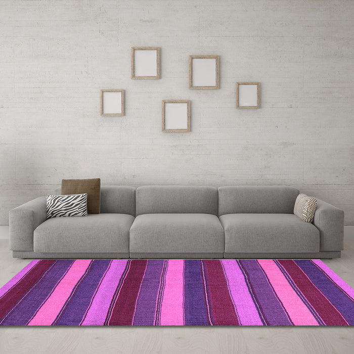 Machine Washable Southwestern Purple Country Area Rugs in a Living Room, wshcon2190pur
