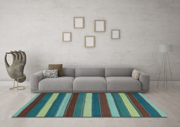 Machine Washable Southwestern Light Blue Country Rug in a Living Room, wshcon2190lblu
