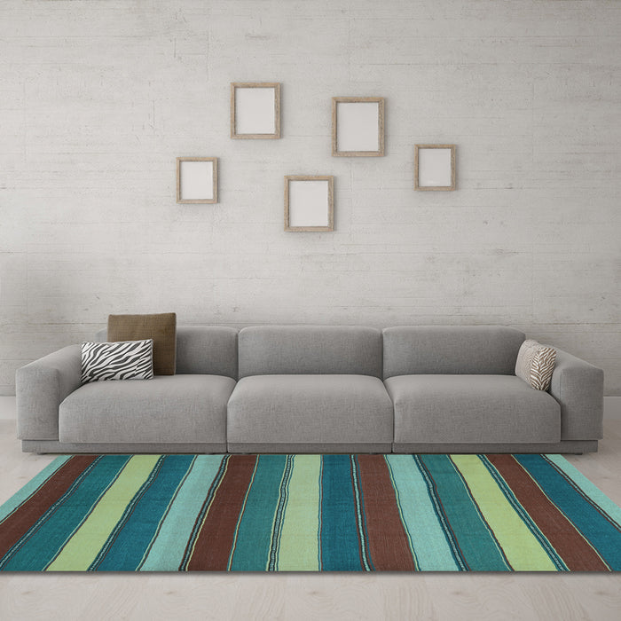 Machine Washable Southwestern Light Blue Country Rug in a Living Room, wshcon2190lblu