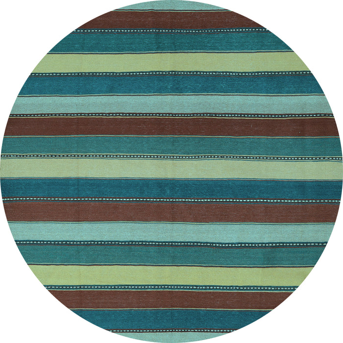 Round Southwestern Light Blue Country Rug, con2190lblu