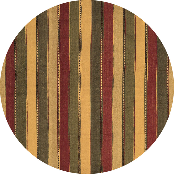 Round Machine Washable Southwestern Brown Country Rug, wshcon2190brn