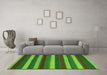 Machine Washable Southwestern Green Country Area Rugs in a Living Room,, wshcon2190grn