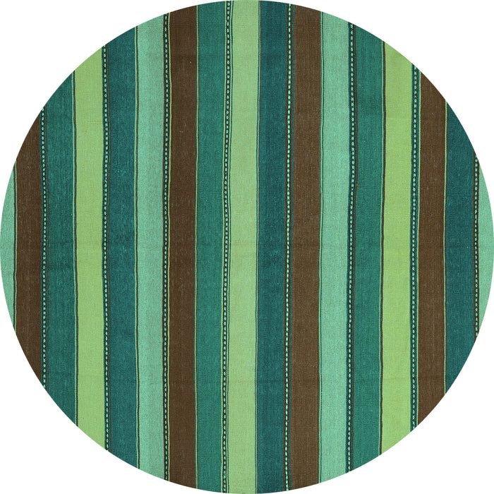 Round Machine Washable Southwestern Turquoise Country Area Rugs, wshcon2190turq