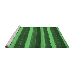 Sideview of Machine Washable Southwestern Emerald Green Country Area Rugs, wshcon2190emgrn
