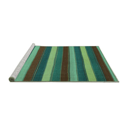 Sideview of Machine Washable Southwestern Turquoise Country Area Rugs, wshcon2190turq