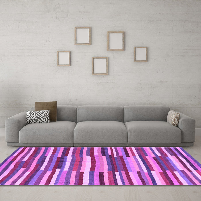 Machine Washable Southwestern Purple Country Area Rugs in a Living Room, wshcon2191pur