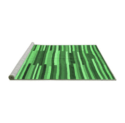 Sideview of Machine Washable Southwestern Emerald Green Country Area Rugs, wshcon2191emgrn