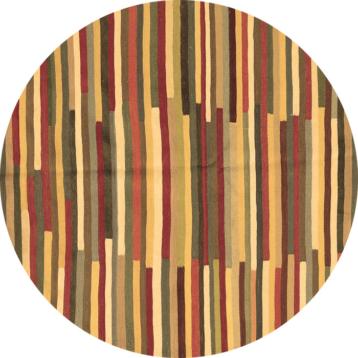 Round Machine Washable Southwestern Brown Country Rug, wshcon2191brn