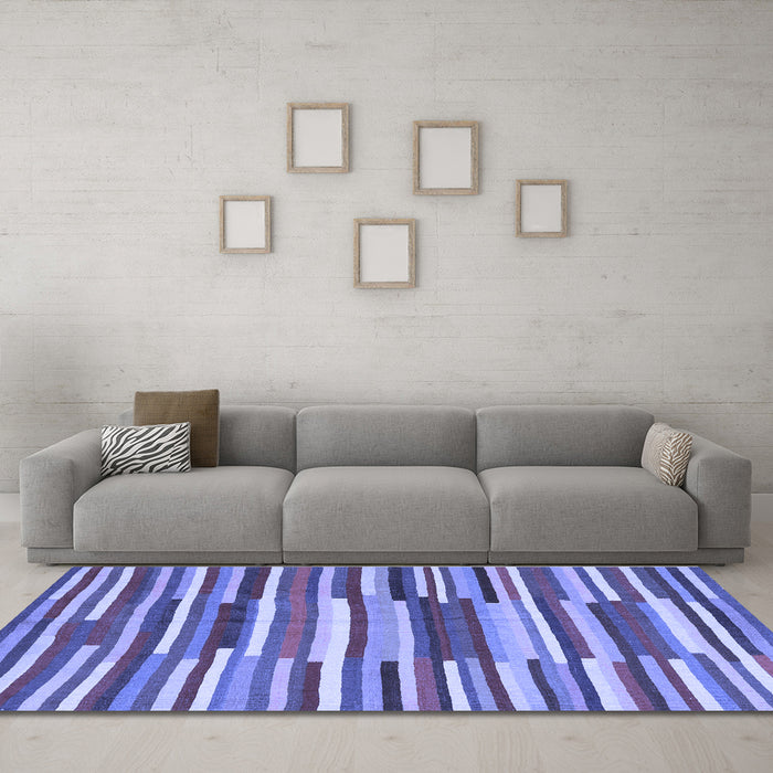 Machine Washable Southwestern Blue Country Rug in a Living Room, wshcon2191blu