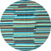 Round Southwestern Light Blue Country Rug, con2191lblu