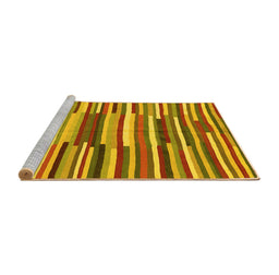 Sideview of Machine Washable Southwestern Yellow Country Rug, wshcon2191yw