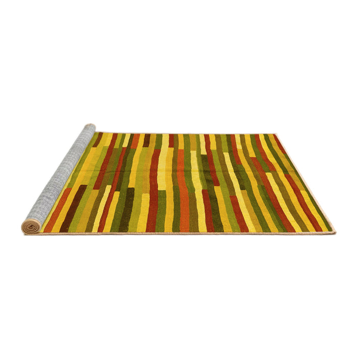 Sideview of Machine Washable Southwestern Yellow Country Rug, wshcon2191yw