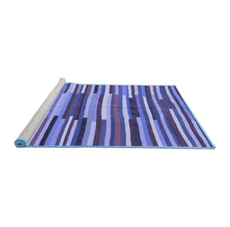Sideview of Machine Washable Southwestern Blue Country Rug, wshcon2191blu