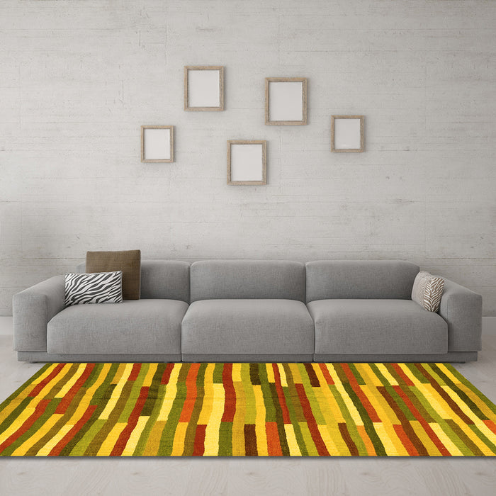Machine Washable Southwestern Yellow Country Rug in a Living Room, wshcon2191yw