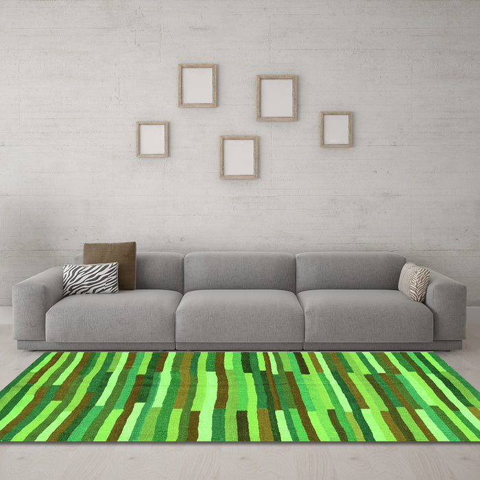 Machine Washable Southwestern Green Country Area Rugs in a Living Room,, wshcon2191grn