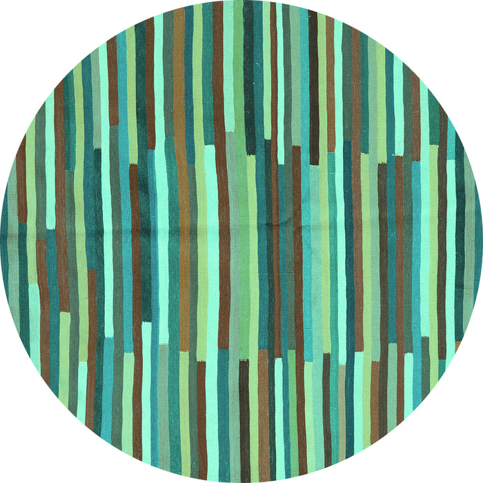 Round Southwestern Turquoise Country Rug, con2191turq
