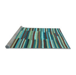 Sideview of Machine Washable Southwestern Light Blue Country Rug, wshcon2191lblu