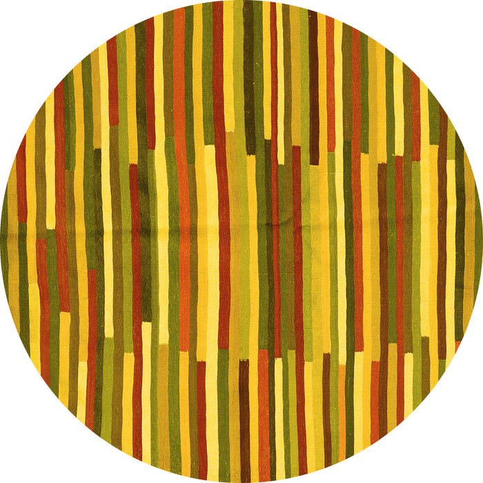 Round Southwestern Yellow Country Rug, con2191yw