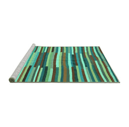 Sideview of Machine Washable Southwestern Turquoise Country Area Rugs, wshcon2191turq