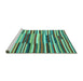 Sideview of Machine Washable Southwestern Turquoise Country Area Rugs, wshcon2191turq