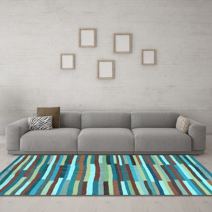 Machine Washable Southwestern Light Blue Country Rug in a Living Room, wshcon2191lblu