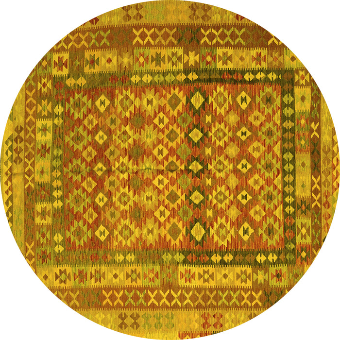 Round Southwestern Yellow Country Rug, con2192yw