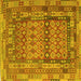 Square Machine Washable Southwestern Yellow Country Rug, wshcon2192yw