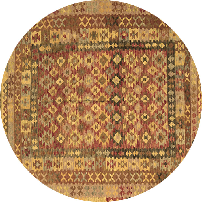 Round Southwestern Brown Country Rug, con2192brn
