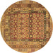 Round Southwestern Brown Country Rug, con2192brn