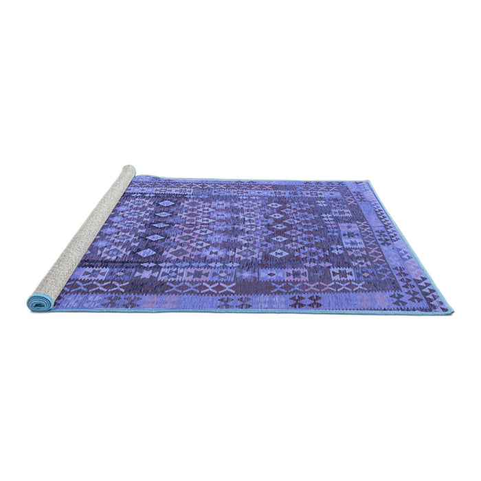 Sideview of Machine Washable Southwestern Blue Country Rug, wshcon2192blu