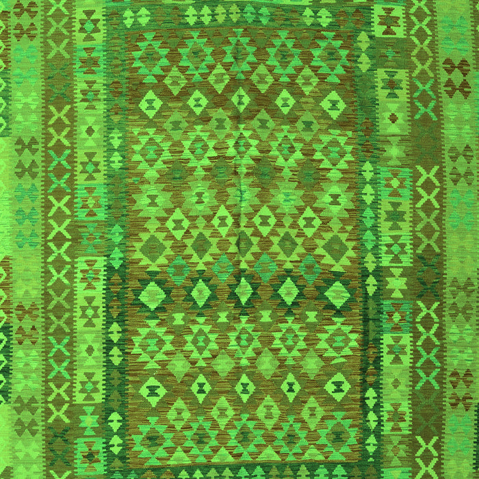 Serging Thickness of Machine Washable Southwestern Green Country Area Rugs, wshcon2192grn