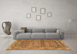 Machine Washable Southwestern Brown Country Rug in a Living Room,, wshcon2192brn
