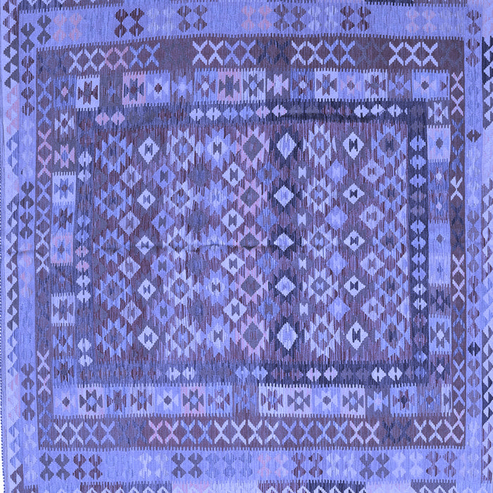 Square Machine Washable Southwestern Blue Country Rug, wshcon2192blu