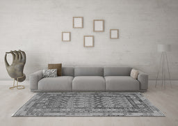 Machine Washable Southwestern Gray Country Rug in a Living Room,, wshcon2192gry