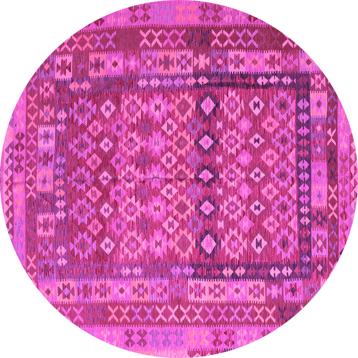 Round Machine Washable Southwestern Pink Country Rug, wshcon2192pnk