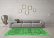 Machine Washable Southwestern Emerald Green Country Area Rugs in a Living Room,, wshcon2192emgrn