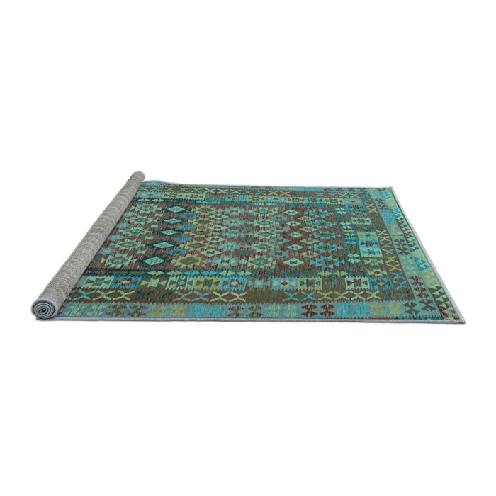 Sideview of Machine Washable Southwestern Light Blue Country Rug, wshcon2192lblu