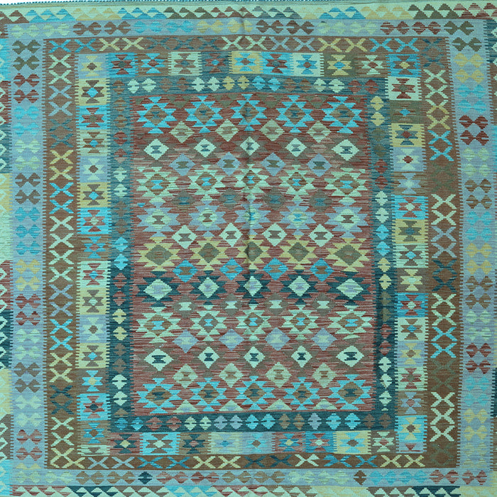 Square Machine Washable Southwestern Light Blue Country Rug, wshcon2192lblu