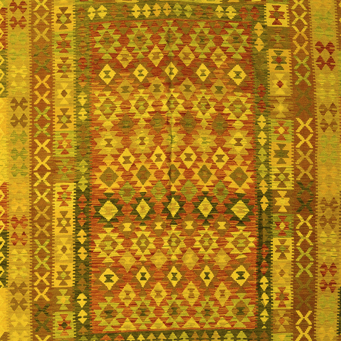 Machine Washable Southwestern Yellow Country Rug, wshcon2192yw