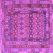 Square Machine Washable Southwestern Purple Country Area Rugs, wshcon2192pur