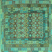 Square Southwestern Turquoise Country Rug, con2192turq