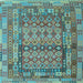 Square Southwestern Light Blue Country Rug, con2192lblu