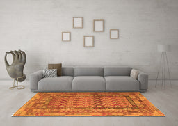 Machine Washable Southwestern Orange Country Area Rugs in a Living Room, wshcon2192org