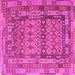 Square Machine Washable Southwestern Pink Country Rug, wshcon2192pnk