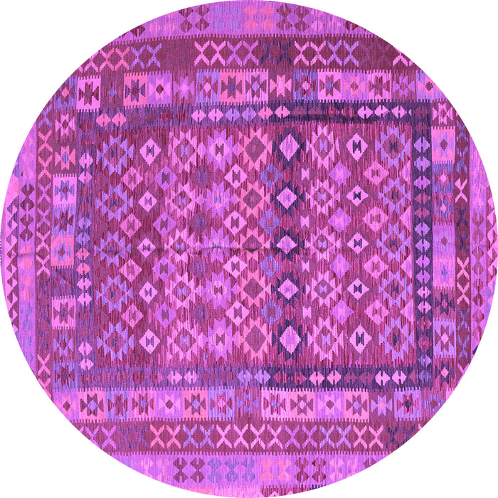 Round Machine Washable Southwestern Purple Country Area Rugs, wshcon2192pur