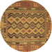 Round Southwestern Brown Country Rug, con2193brn