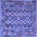 Square Southwestern Blue Country Rug, con2193blu