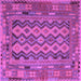 Square Machine Washable Southwestern Purple Country Area Rugs, wshcon2193pur